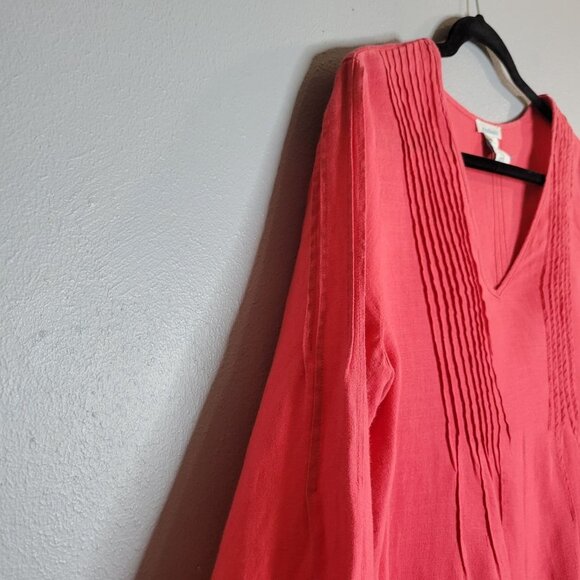 Sundance Women's Medium Linen Tunic V-neck Long Sleeve Pink - Picture 5 of 6